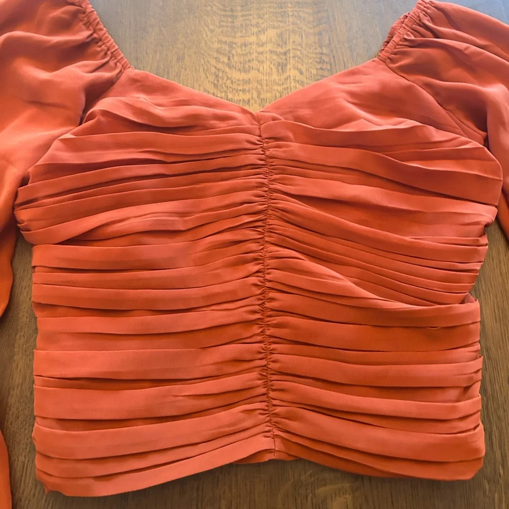 Abercrombie & Fitch NWT rust balloon sleeve shirred front smocked back